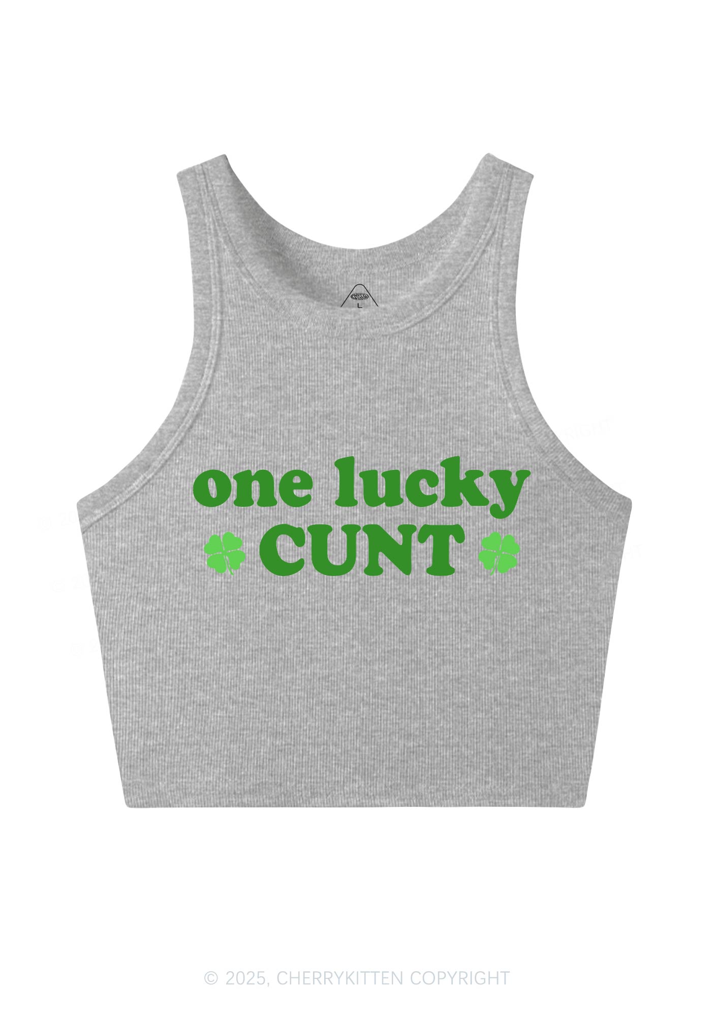 One Lucky Cxxt St Patricks Y2K Crop Tank Top Cherrykitten