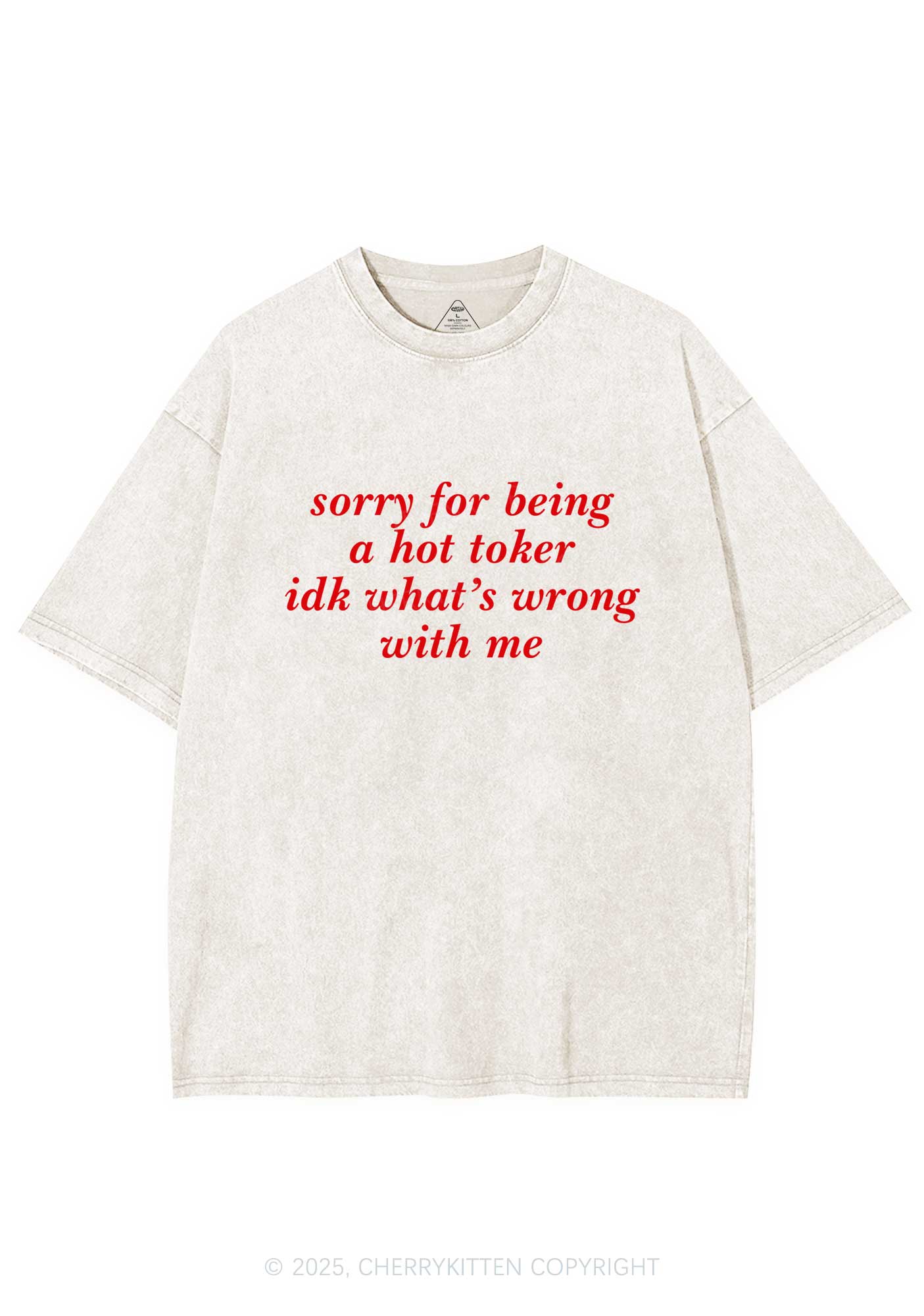 Sorry For Being A Hot Toker Y2K Washed Tee Cherrykitten
