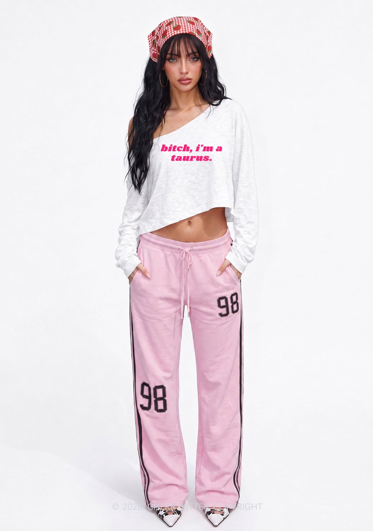 Bxtch I'm A Custom Zodiac Y2K Off Shoulder Long Sleeve Crop Top Cherrykitten
