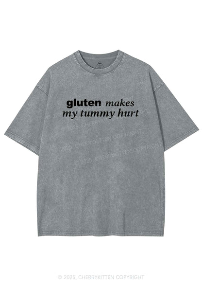 Gluten Makes Tummy Hurt Y2K Shirts Washed Tee Cherrykitten