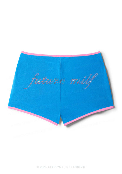Rhinestone Pink Future Mxxf Y2K Booty Shorts Cherrykitten