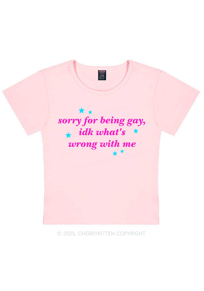 Sorry For Being Gay Pride Y2K Baby Tee Cherrykitten