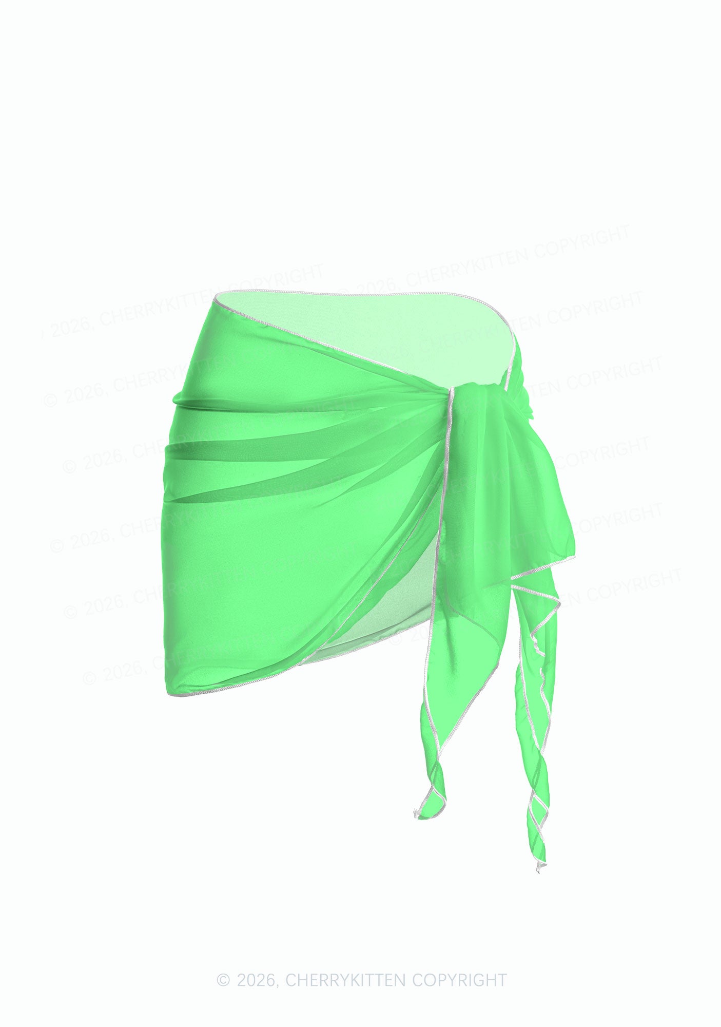 Lime Green Plain Y2K Print Bikini Set Cherrykitten