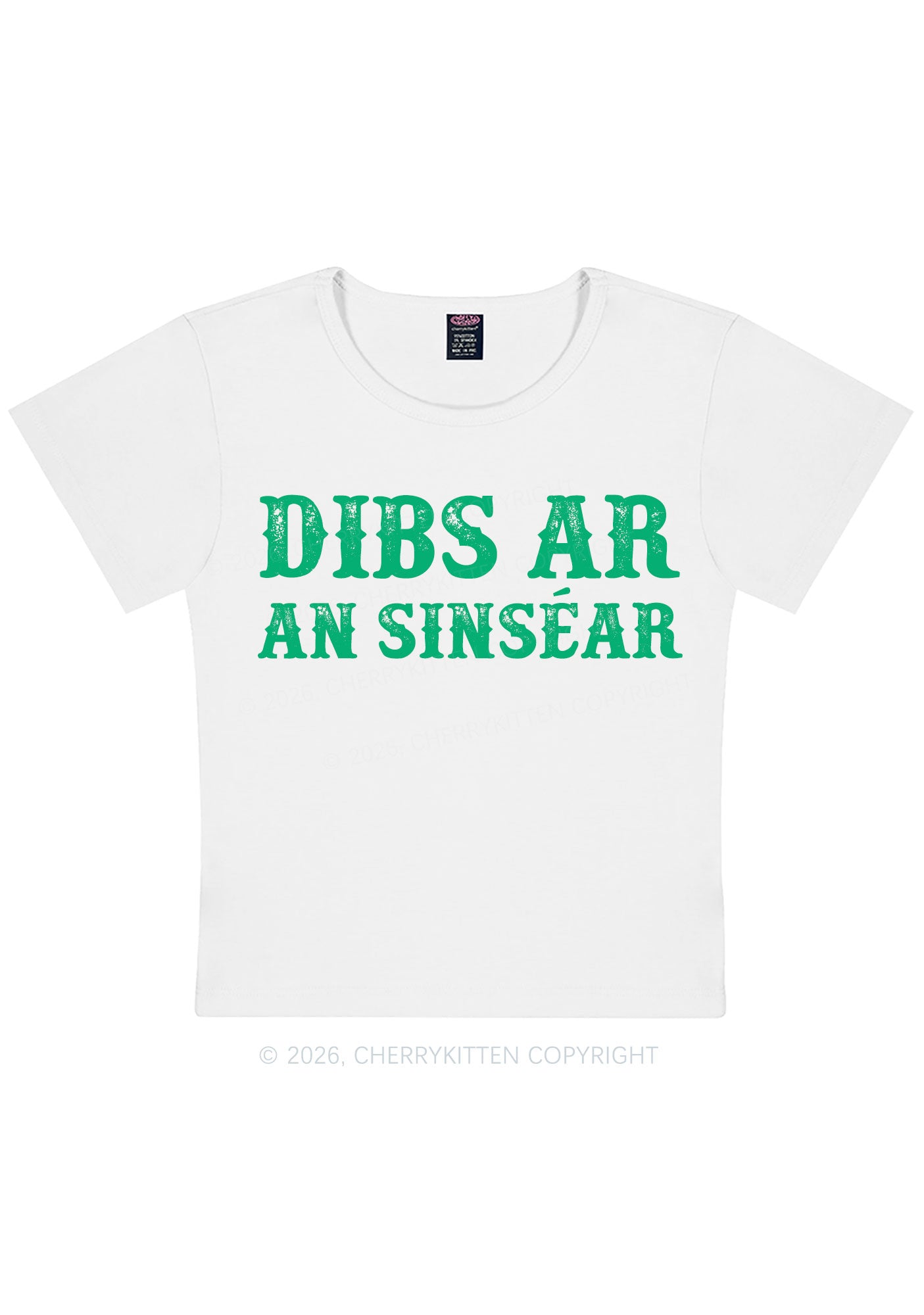 Dibs Ar An Sinsear St Patricks Y2K Baby Tee Cherrykitten