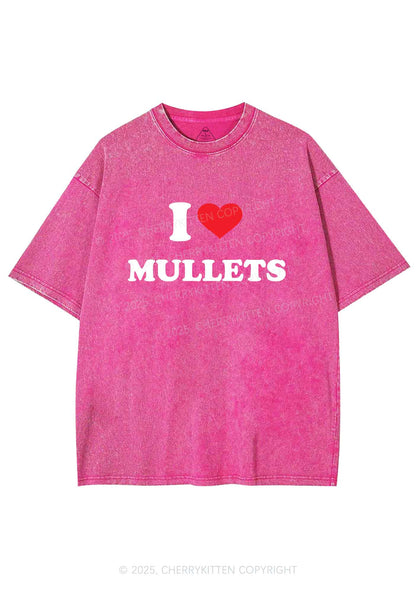 I Love Mullets Y2K Shirts Washed Tee Cherrykitten