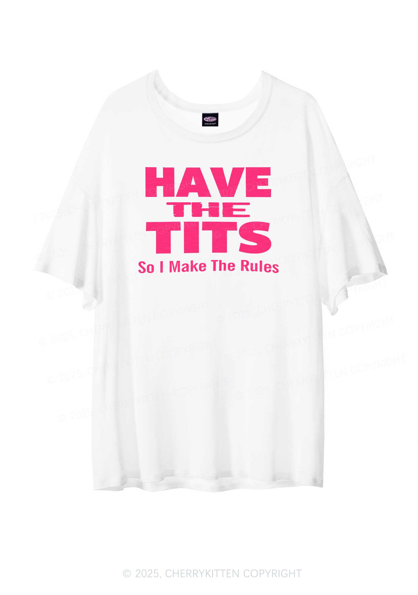 I Make Rules Y2K Sheer Boyfriend Tee Cherrykitten