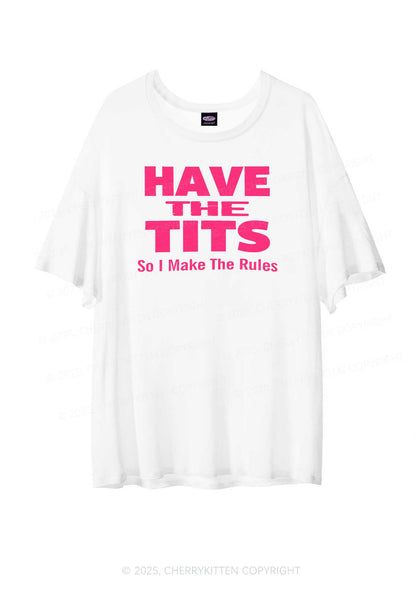 I Make Rules Y2K Sheer Boyfriend Tee Cherrykitten