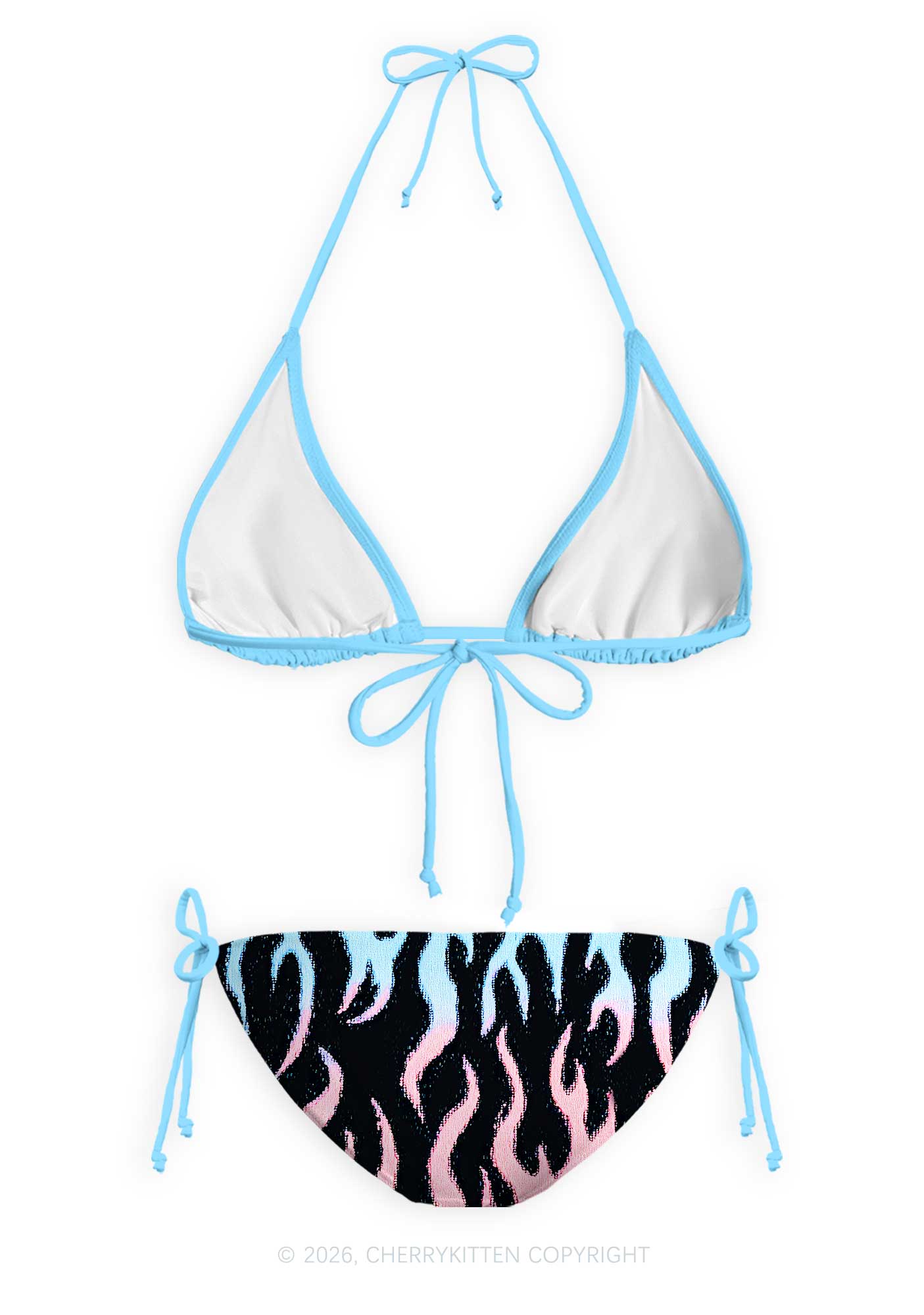 Trans Flame Pride Y2K Print Bikini Set Cherrykitten