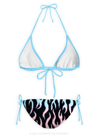 Trans Flame Pride Y2K Print Bikini Set Cherrykitten