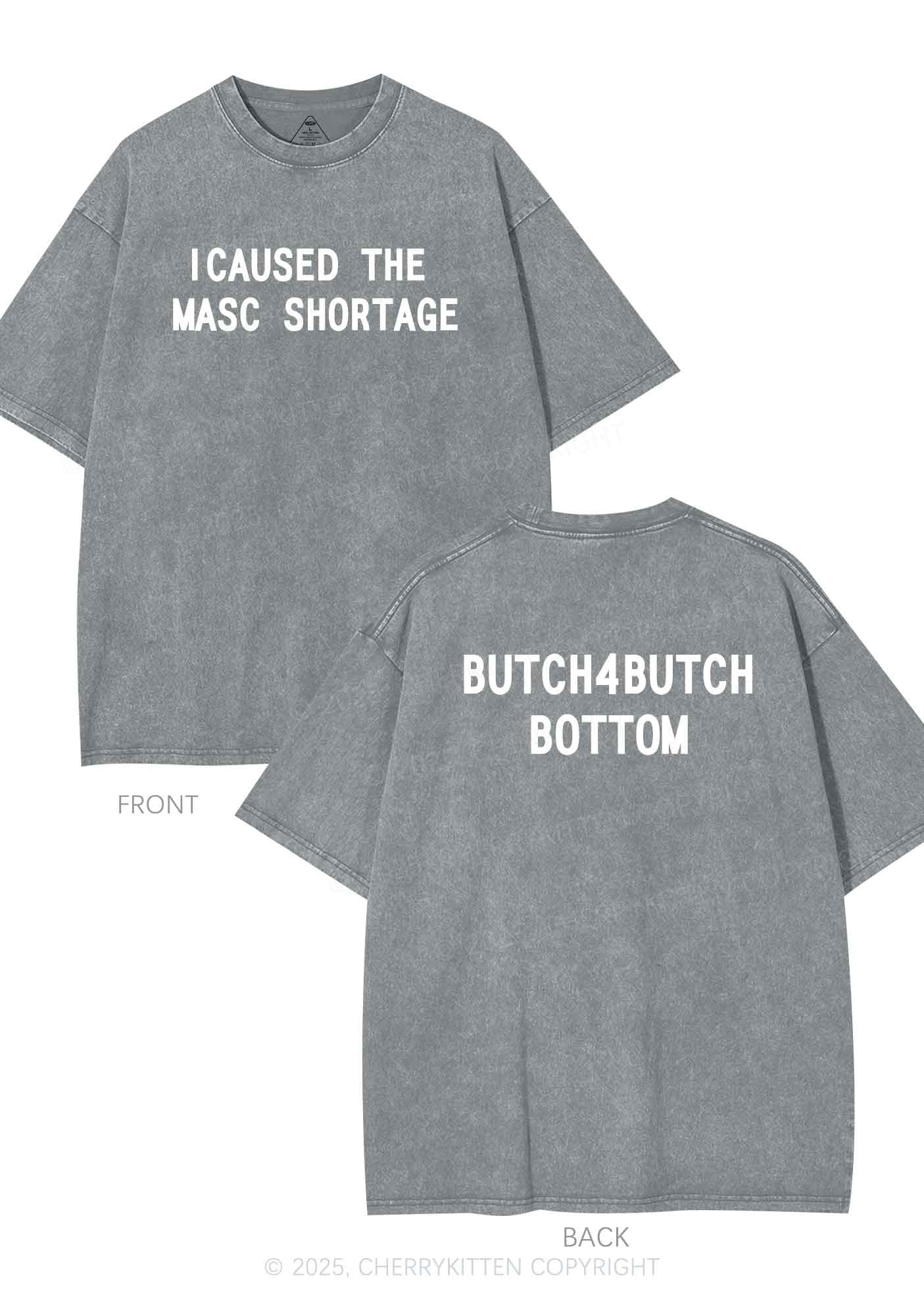 Masc Shortage Two Sides Pride Y2K Shirts Washed Tee Cherrykitten