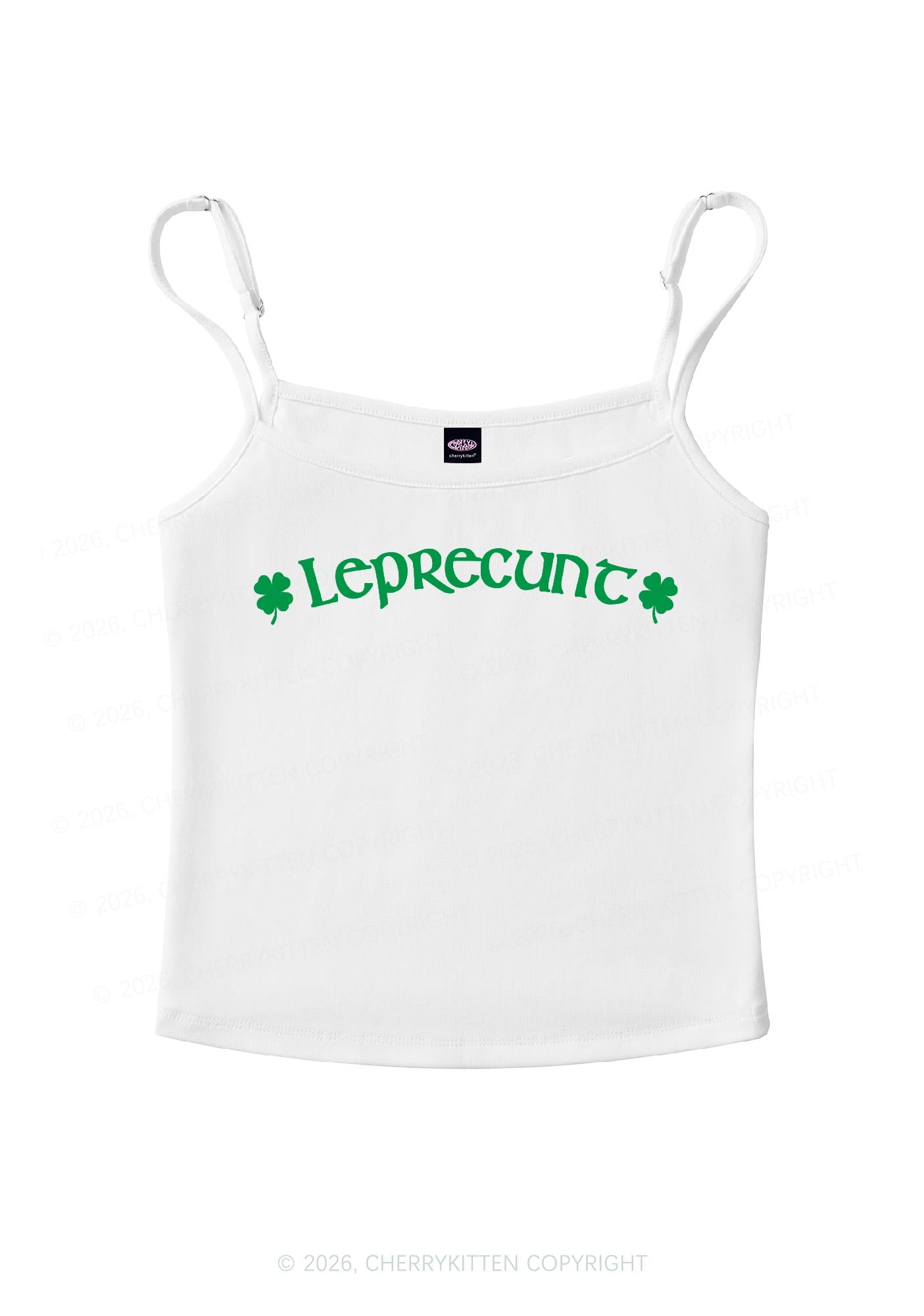 Leprecunt St Patricks Y2K Spaghetti Strap Cami Cherrykitten