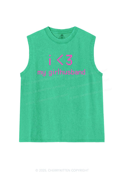 I Love My Girlhusband Y2K Washed Muscle Tank Cherrykitten