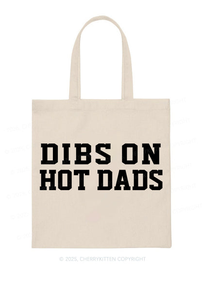 Dibs On Hot Dads Y2K Canvas Tote Bag Cherrykitten