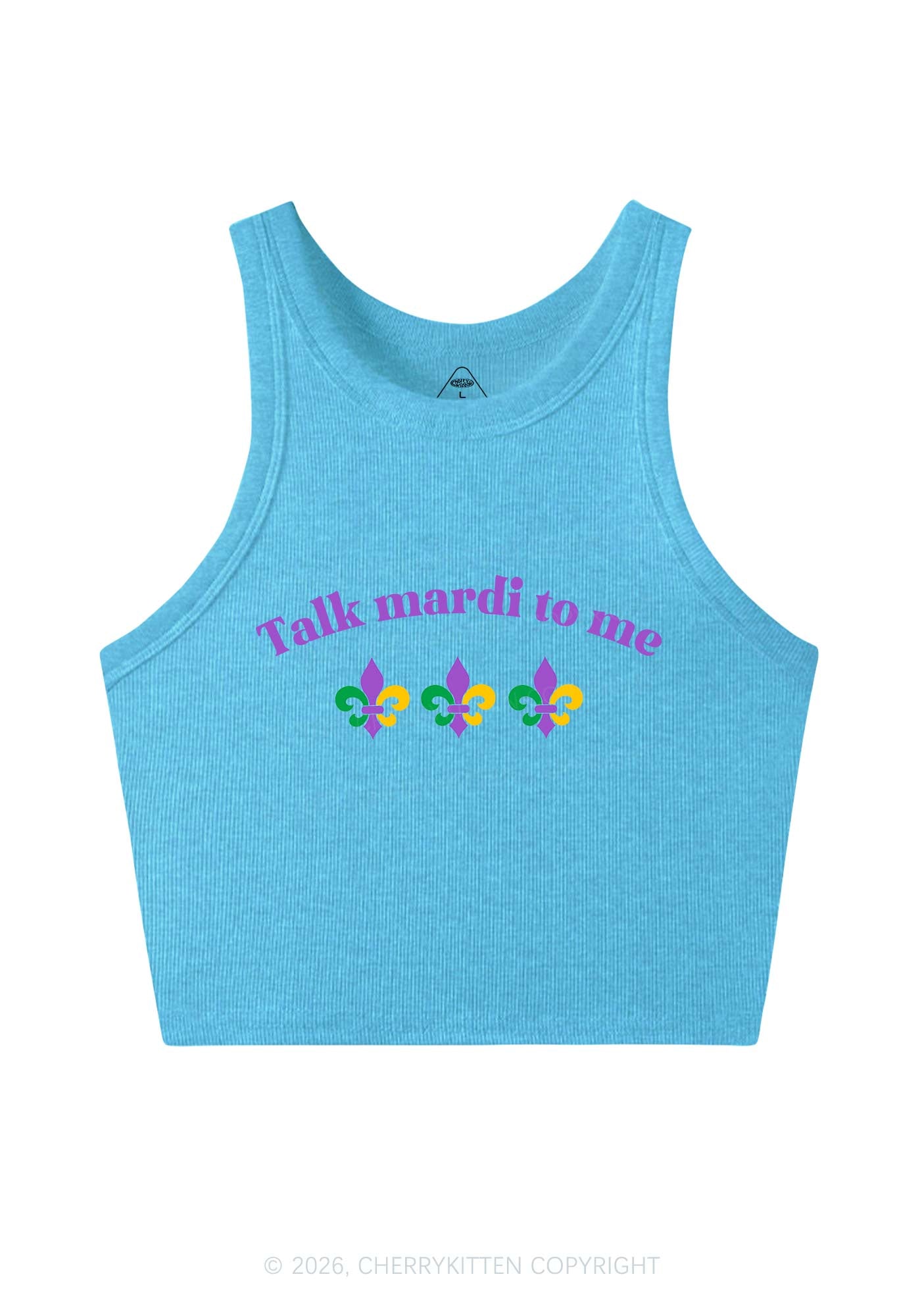 Talk Mardi To Me Y2K Crop Tank Top Cherrykitten