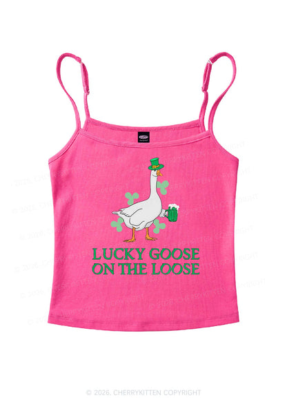 Lucky Goose On The Loose St Patricks Y2K Spaghetti Strap Cami Cherrykitten