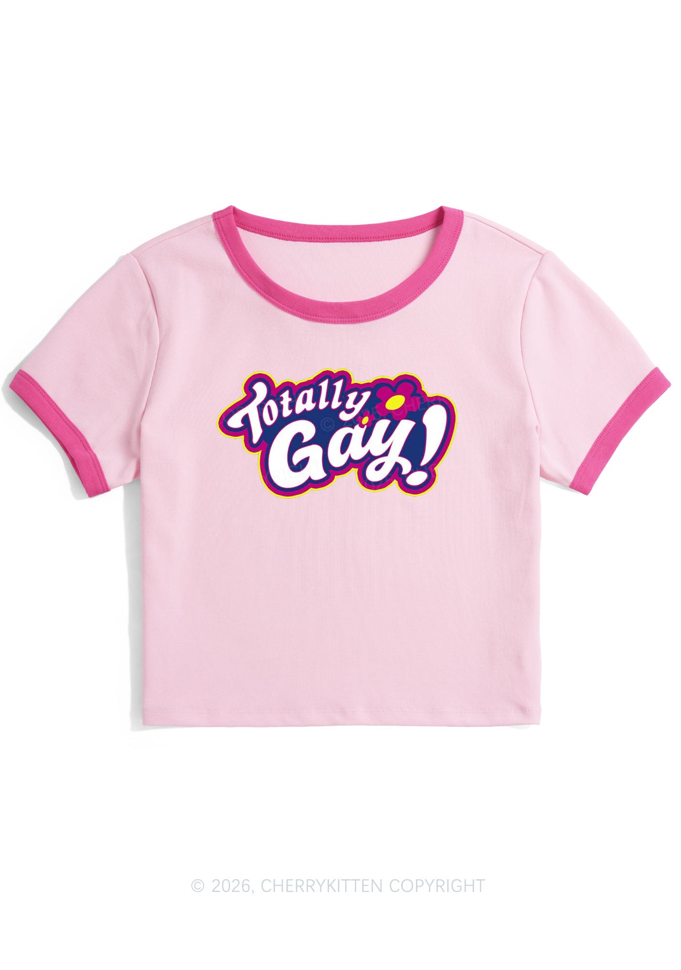 Totally Gay Pride Y2K Ringer Tee Cherrykitten