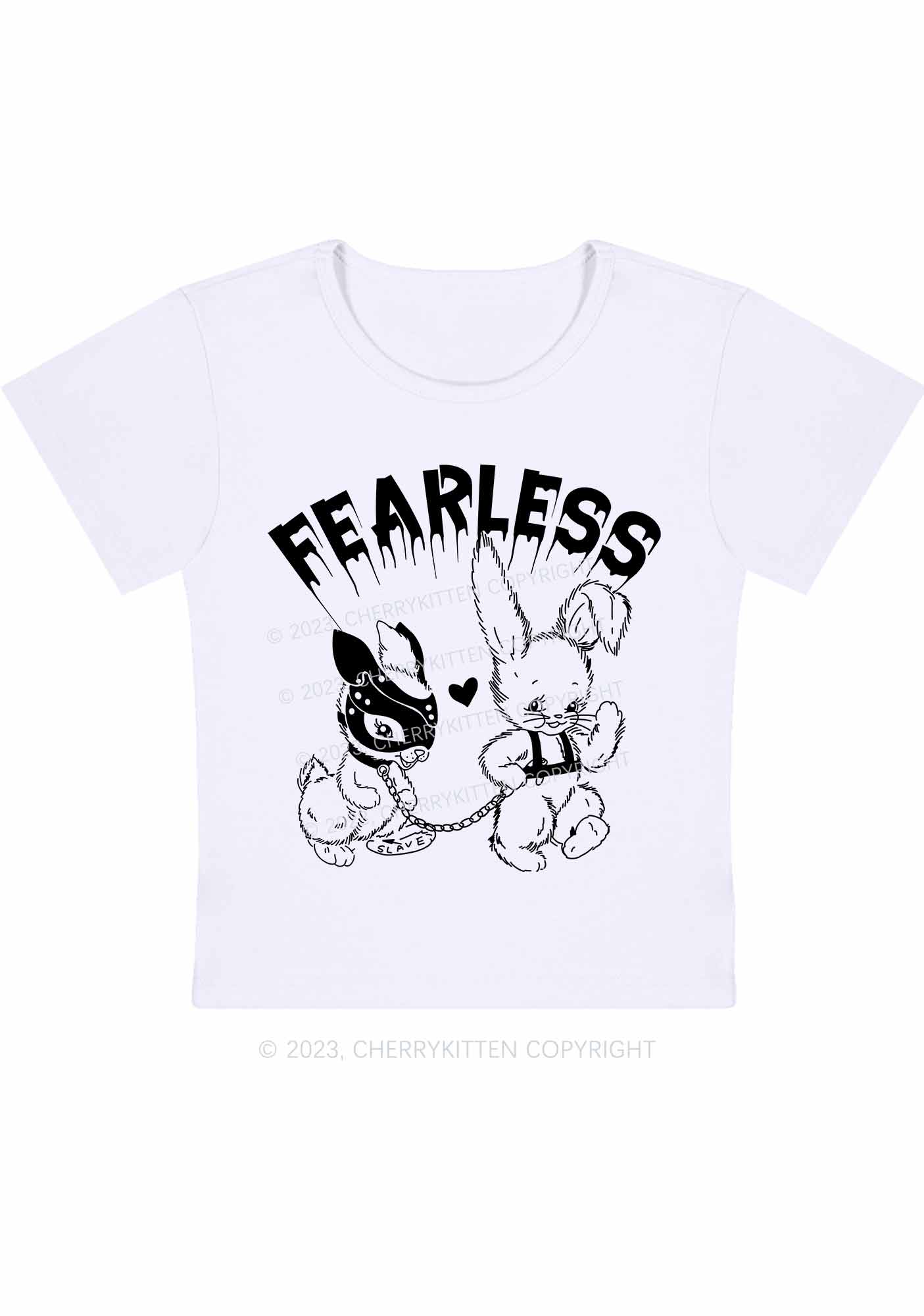 Fearless Rabbits Y2K Baby Tee Cherrykitten