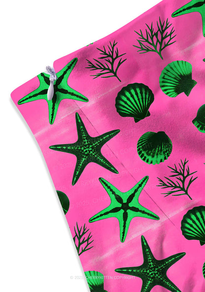 Sea Animals Y2K Print Mini Skirt Cherrykitten