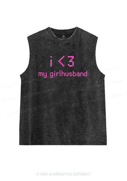 I Love My Girlhusband Y2K Washed Muscle Tank Cherrykitten