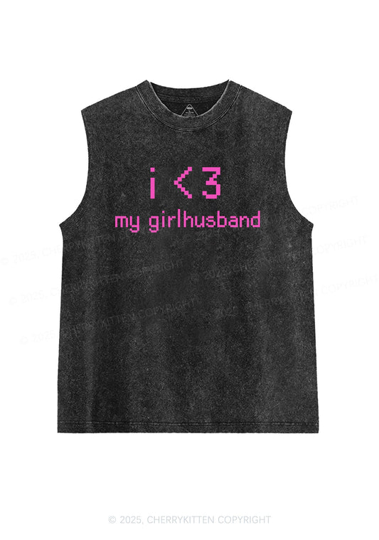 I Love My Girlhusband Y2K Washed Muscle Tank Cherrykitten