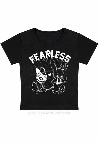 Fearless Rabbits Y2K Baby Tee Cherrykitten