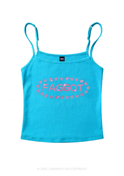 Rhinestone Pink Faggot Stars Pride Y2K Spaghetti Strap Cami Cherrykitten