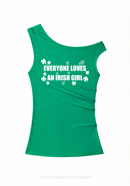 Everyone Loves Irish Girl St Patricks Y2K Off Shoulder Tank Top Cherrykitten