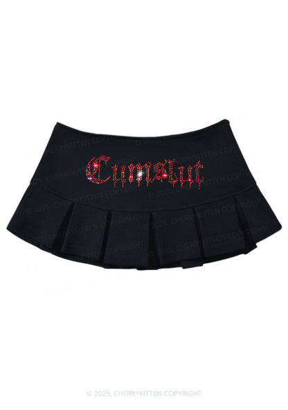 Rhinestone Cxmslxt Y2K Mini Pleated Skirts Cherrykitten