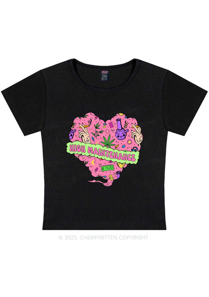High Maintenance Heart Y2K Baby Tee Cherrykitten