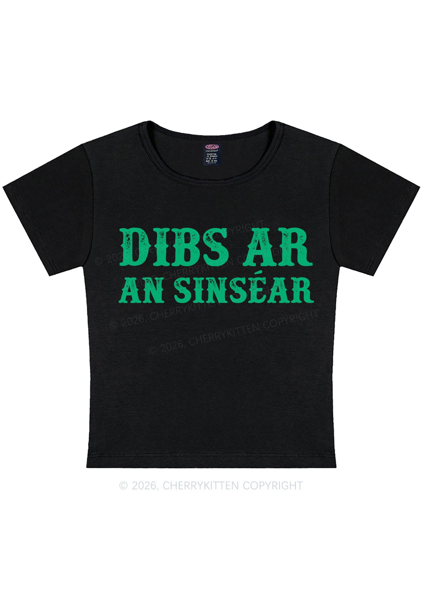 Dibs Ar An Sinsear St Patricks Y2K Baby Tee Cherrykitten