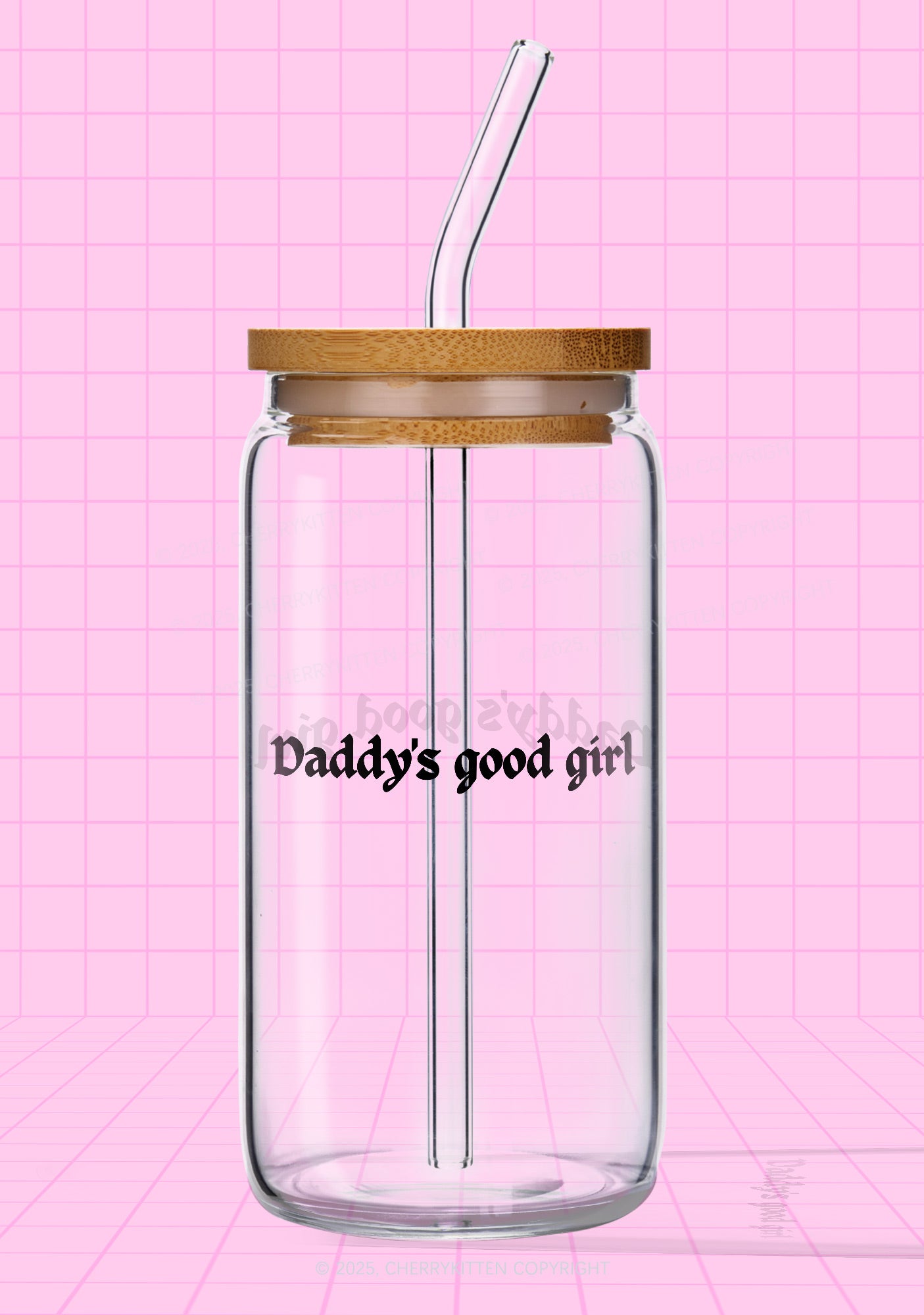 Daddys Good Girl Y2K Printed Glass Cup Cherrykitten