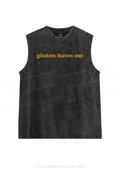 Gluten Hates Me Y2K Washed Muscle Tank Cherrykitten