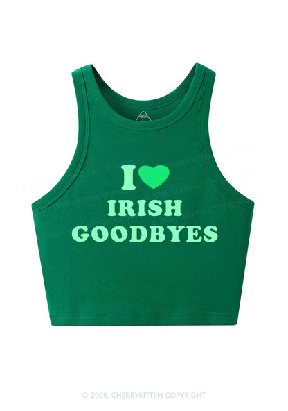 I Love Irish Goodbyes St Patricks Y2K Crop Tank Top Cherrykitten