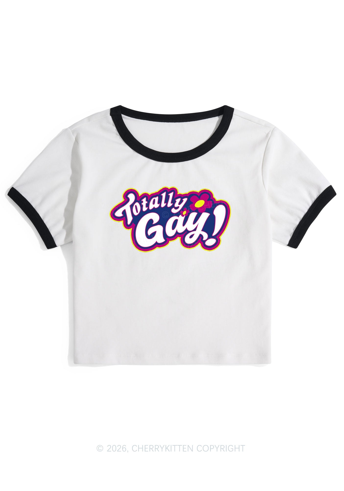 Totally Gay Pride Y2K Ringer Tee Cherrykitten