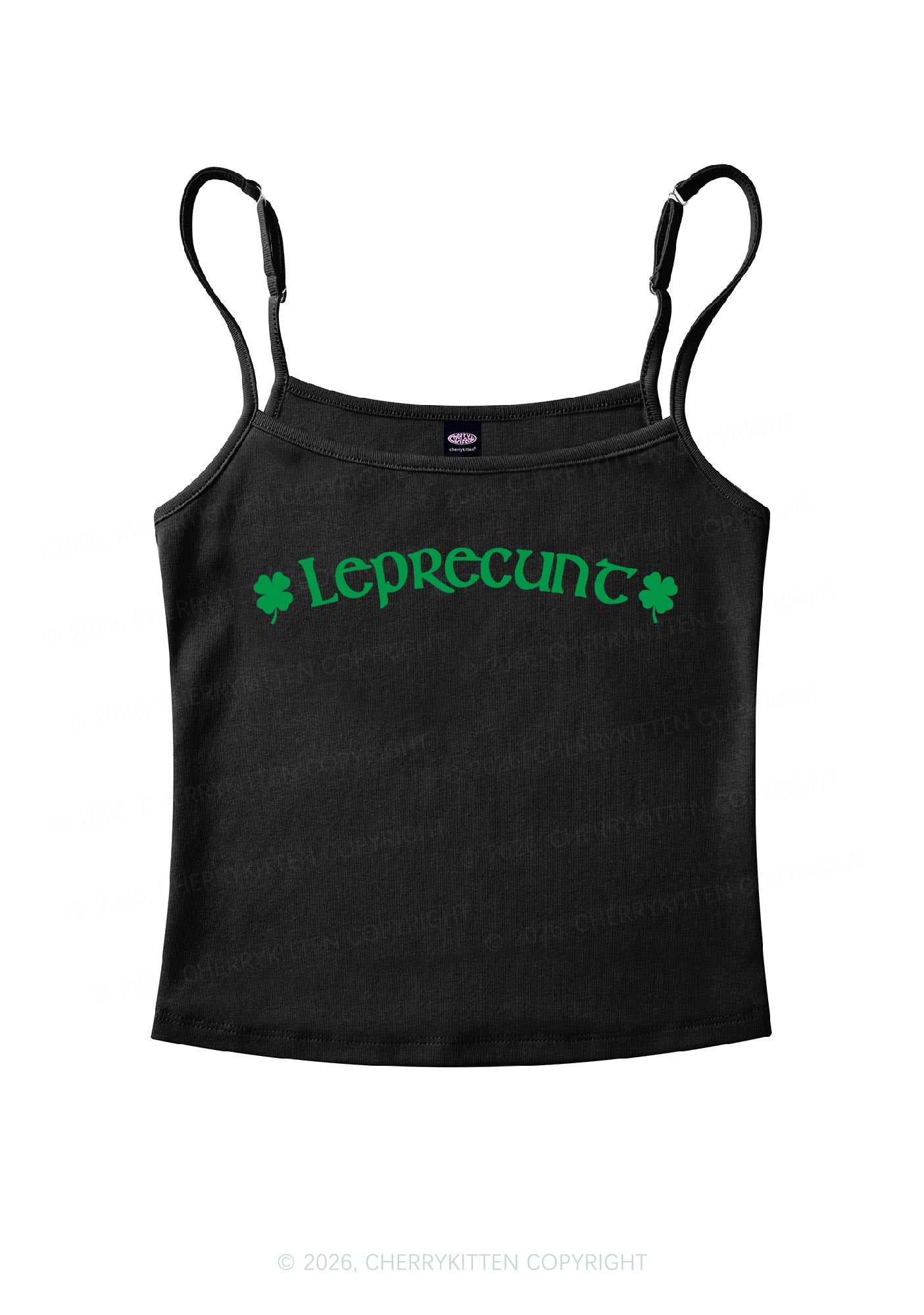 Leprecunt St Patricks Y2K Spaghetti Strap Cami Cherrykitten