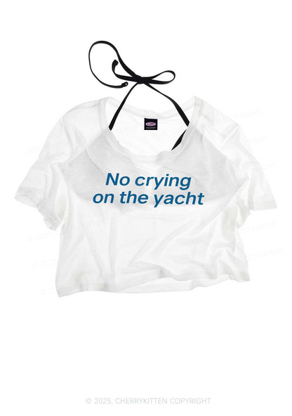 No Crying On Yacht Y2K Sheer Crop Tee Cherrykitten