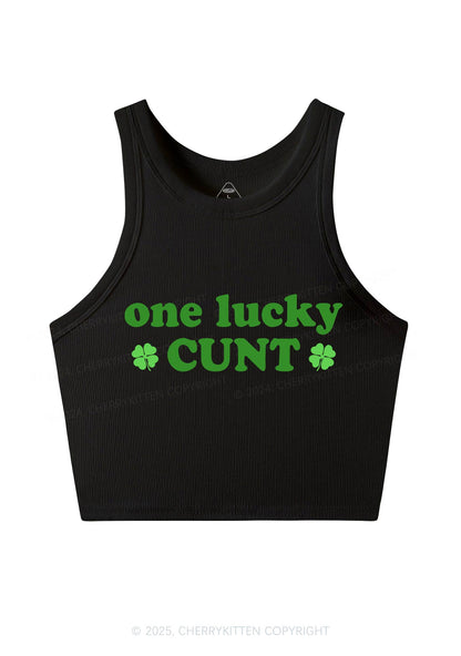 One Lucky Cxxt St Patricks Y2K Crop Tank Top Cherrykitten