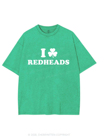 I Love Redheads St Patricks Y2K Washed Tee Cherrykitten