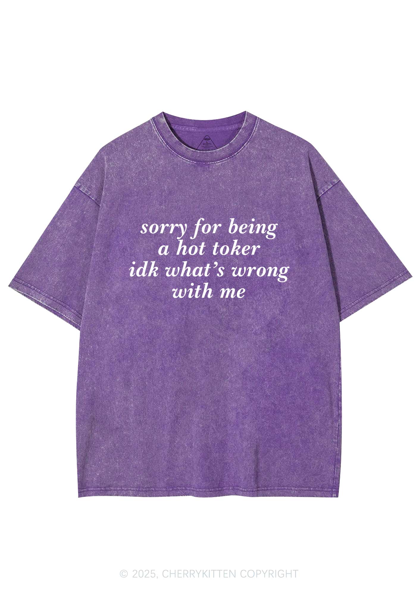 Sorry For Being A Hot Toker Y2K Washed Tee Cherrykitten