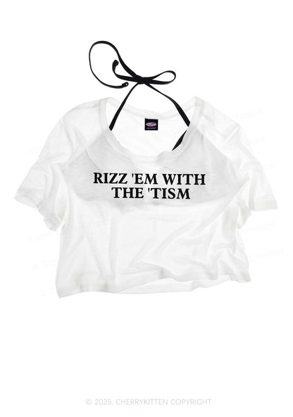 Rizz With Tism Y2K Sheer Crop Tee Cherrykitten