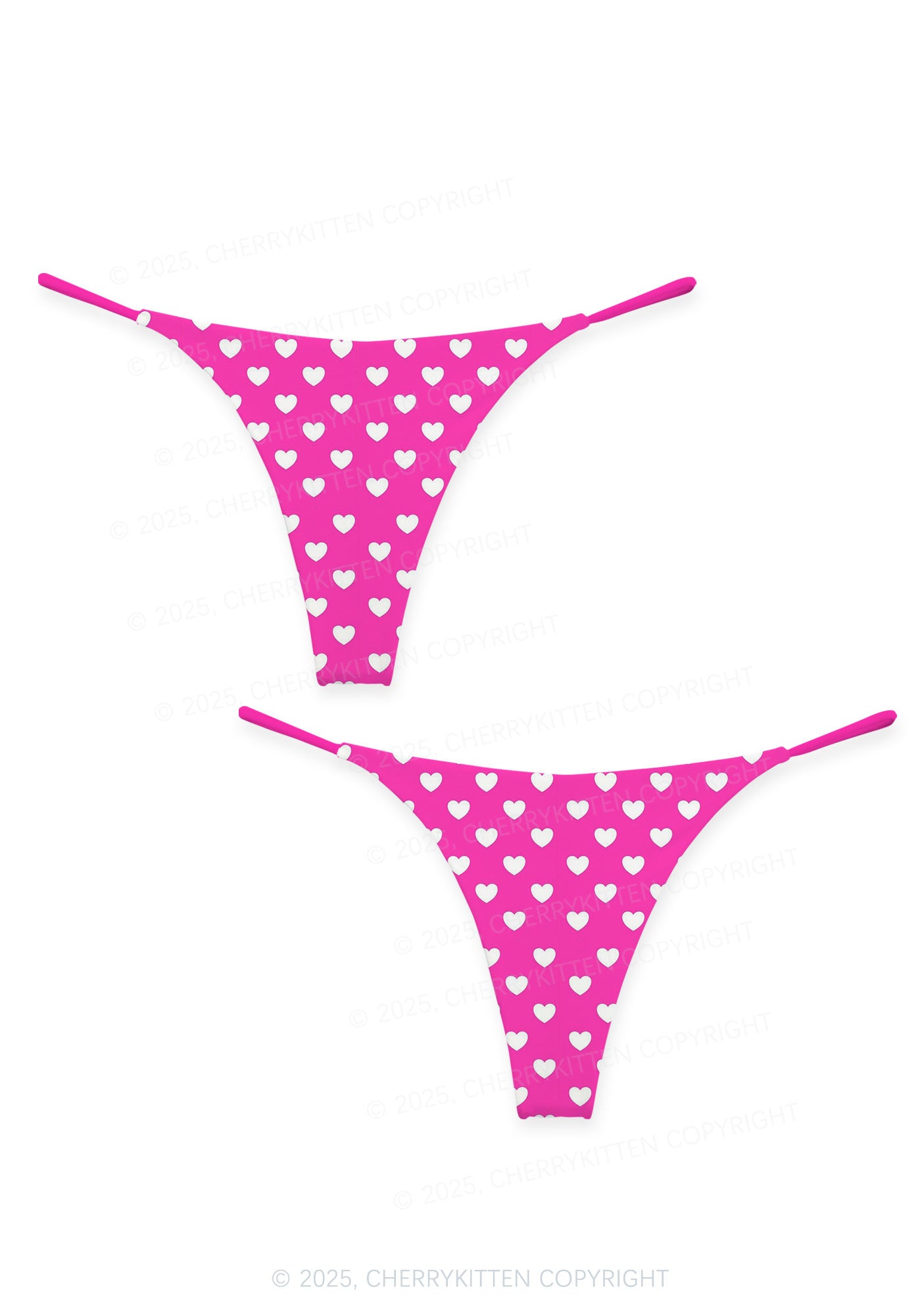 White Heart On Pink Valentine's Day Y2K Print Couples Thong Set Cherrykitten