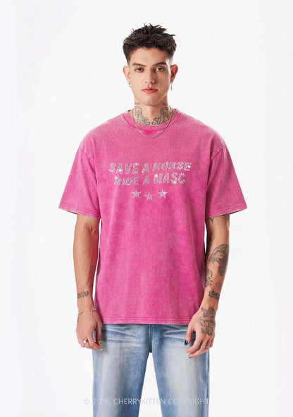 Rhinestone Ride A Masc Pride Y2K Shirts Washed Tee Cherrykitten