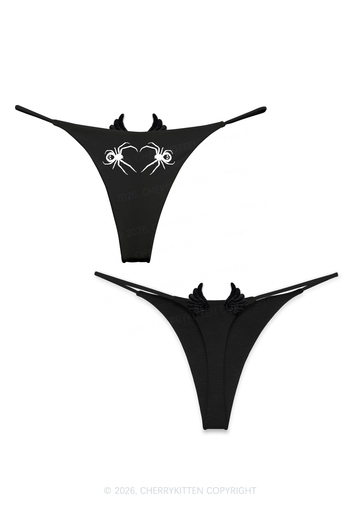 Skull Spider Y2K Goth Angel Wings Bikini String Thong Cherrykitten