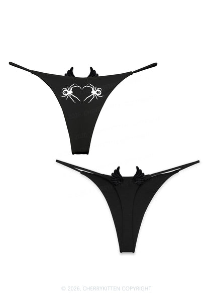 Skull Spider Y2K Goth Angel Wings Bikini String Thong Cherrykitten