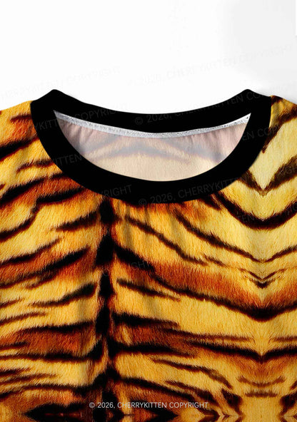 Wild Tiger Texture Y2K Print Long Sleeve Pajama Set Cherrykitten