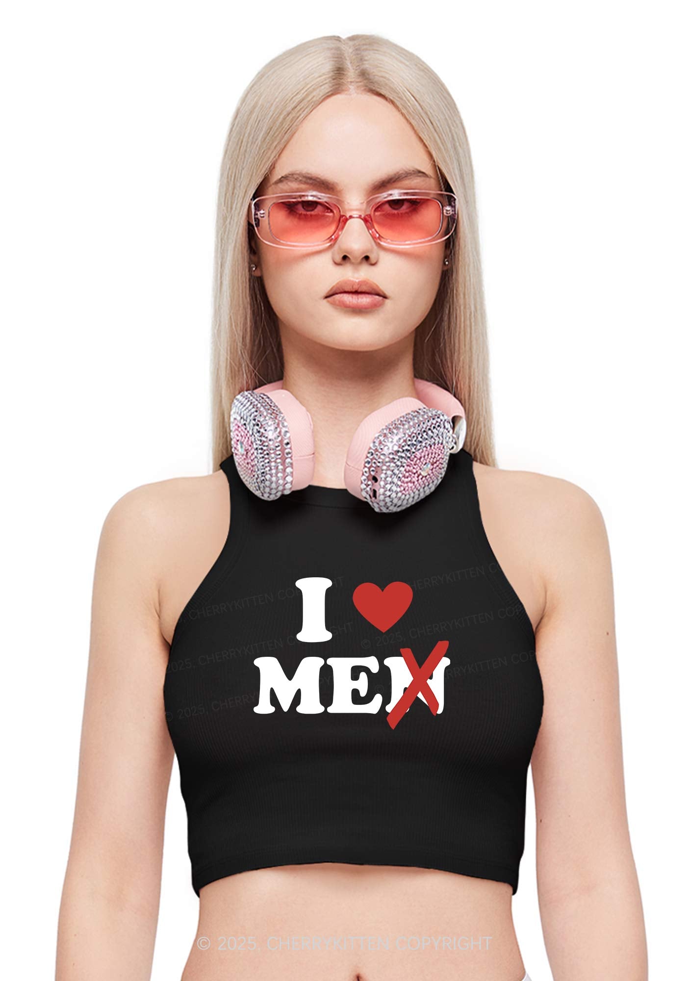 Love Me Not Men Y2K Crop Tank Top Cherrykitten