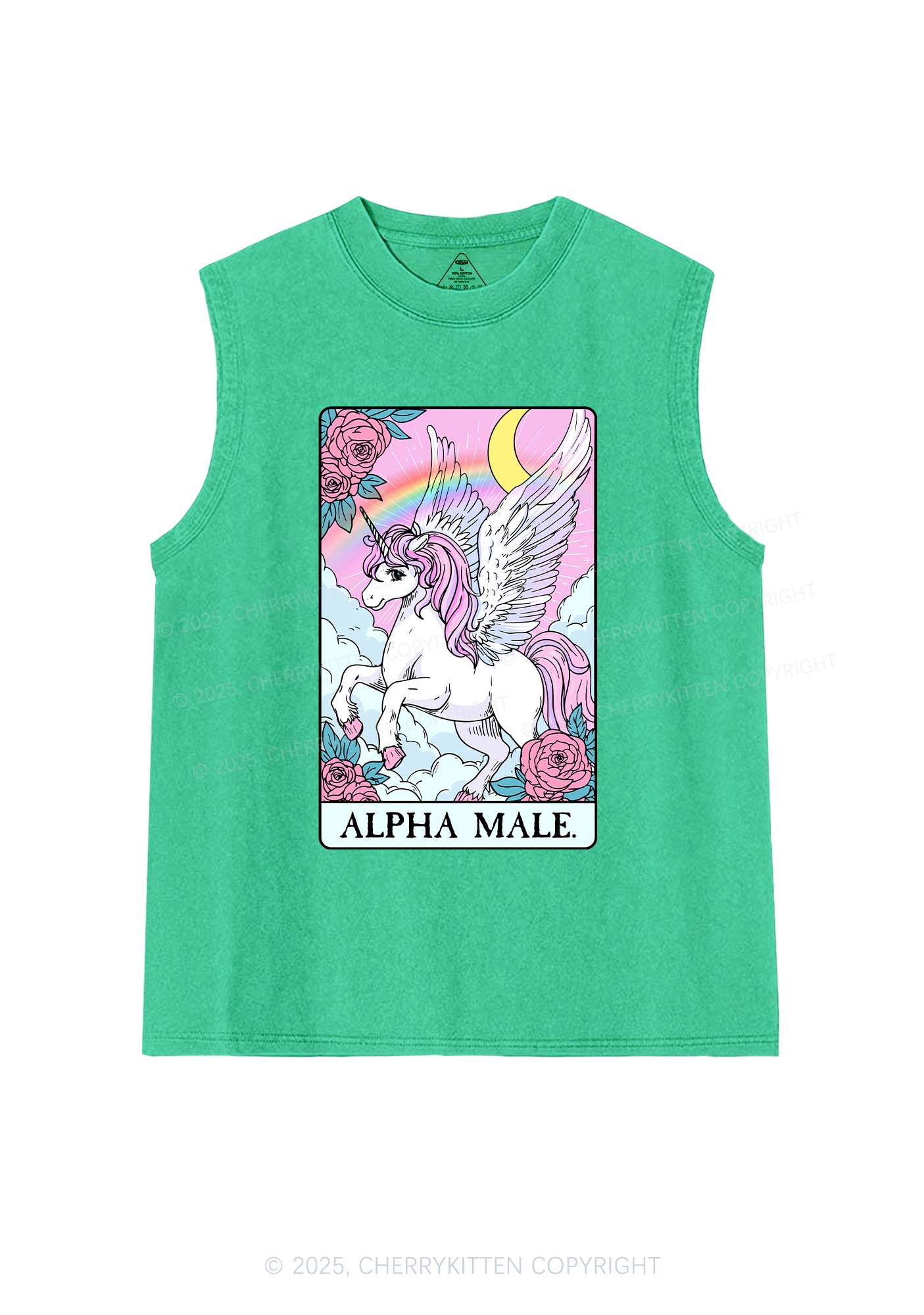Rose Unicorn Alpha Male Y2K Washed Muscle Tank Cherrykitten
