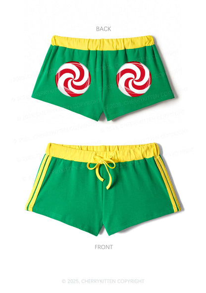 Christmas Sugar Swirl Y2K Drawstring Mini Shorts Cherrykitten