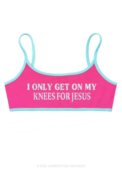 Glitter Get On My Knees For Jesus Y2K Super Crop Cami Cherrykitten