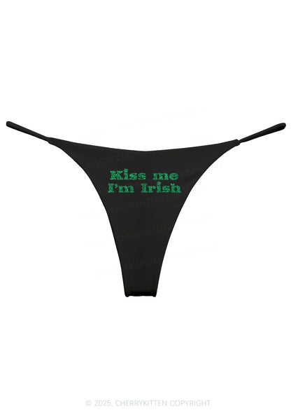 Glitter Kiss Me St Patricks Y2K Bikini String Thong Cherrykitten